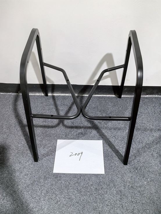 2009 Black Powder Coated Steel Chair Frame, Bent Tube Metal Chair Base